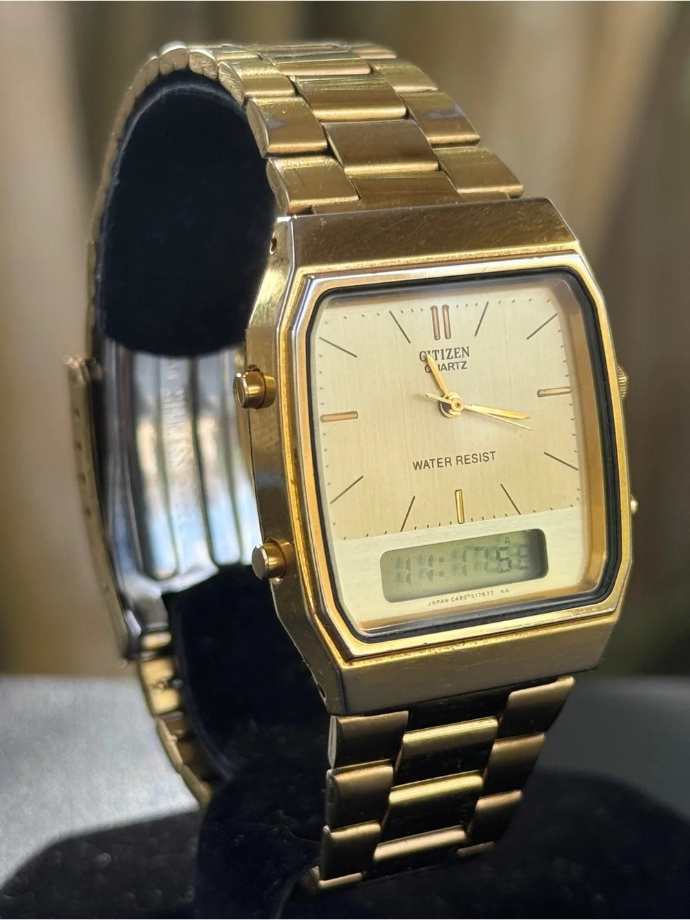 Citizen Quartz Vintage Analog-Digital LCD Gold Tone 31mm | Alarm Chrono Date